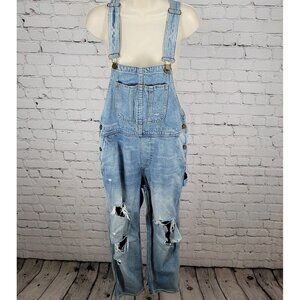 BDG Urban Outfitters Blue 100% Cotton Denim Distressed Overalls Size Small S